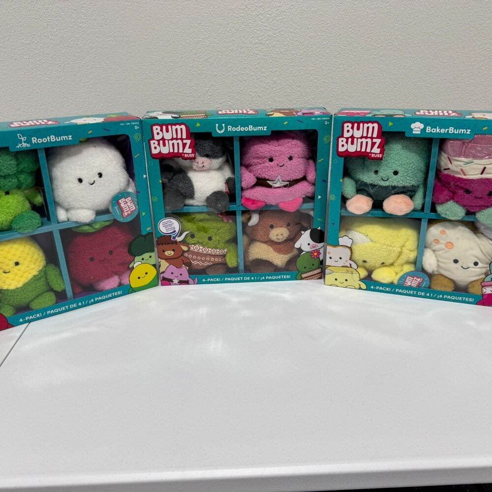 BumBumz Stuffed Plush - 4 Pack Bumz 7.5" Bundle of 3 Squad